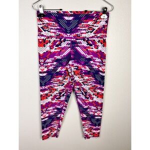 Aerie Chill Play Move Leggings L Large Multicolor Purple Elastic Waist Women's